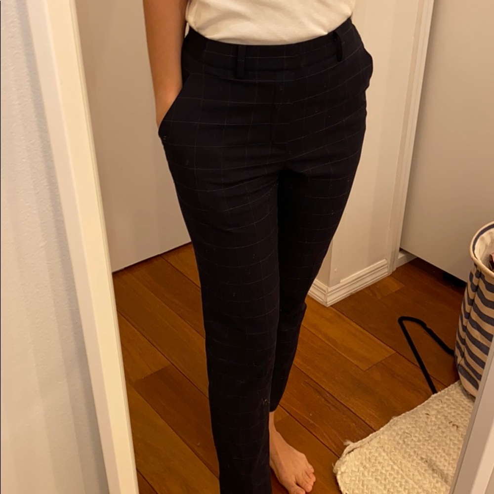 Plaid Straight Elastic Pants